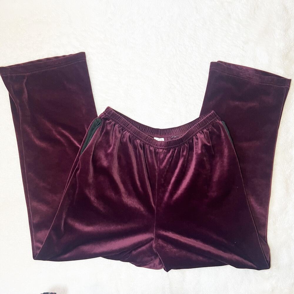 5/$25 Women’s Burgundy Velvet Wide Leg Lounge Pants Soft Stretch Pull-On Large
